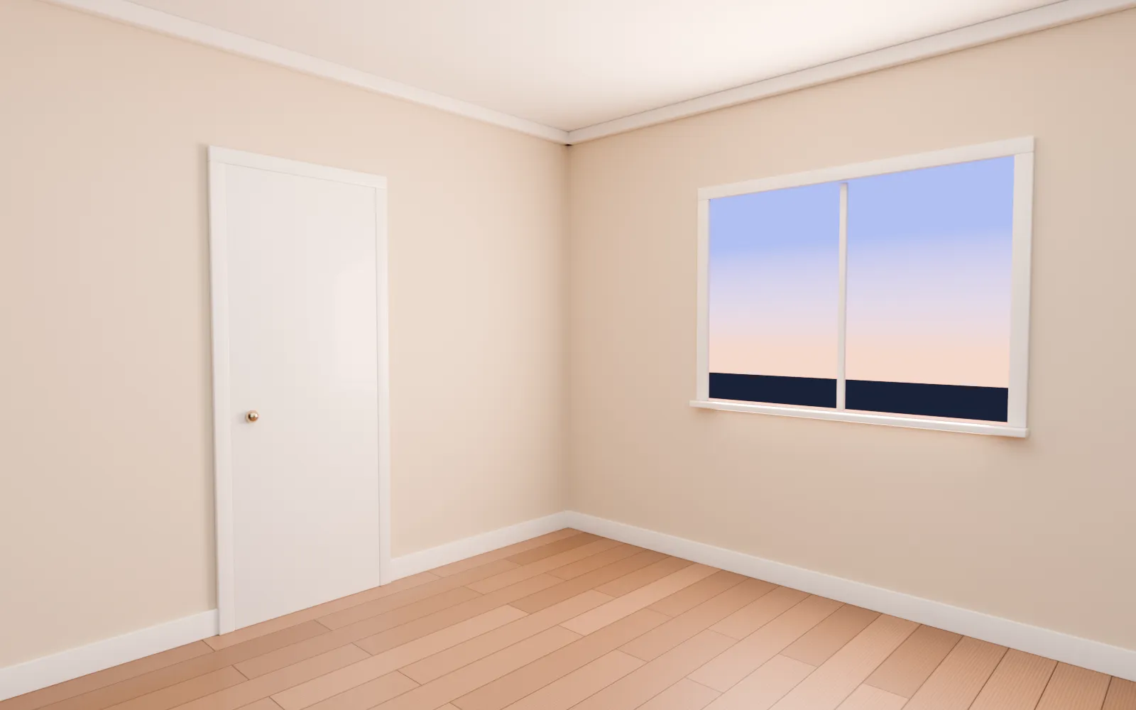 An empty room with a bare floor, ready to be measured